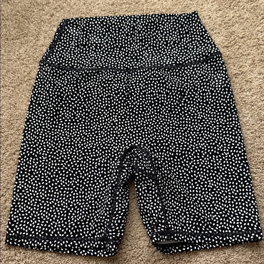 BuffBunny Black and White Dot High-Rise Bike Shorts - Picture 1 of 4